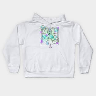 Psychedelic Issa Vibe Spacey Earth Girl (sea foam green bg, green and pink variation) Kids Hoodie